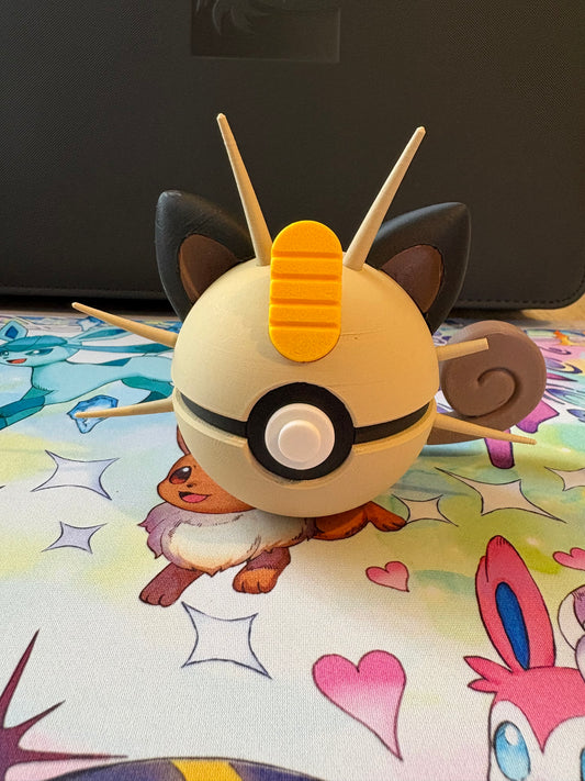 Meowth (damaged) 3D Printed Pokeball