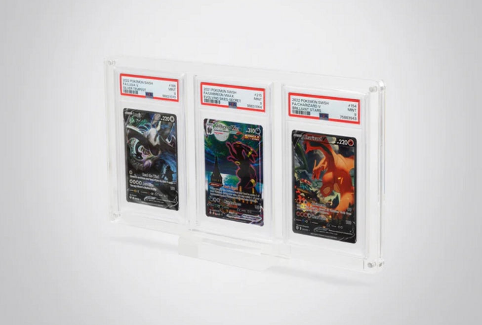 Triple PSA Graded Card Acrylic Case incl. Stand